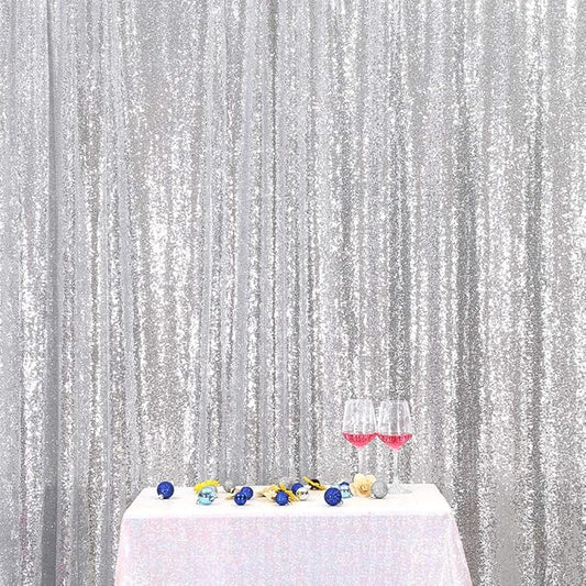 Eternal Beauty Silver Sequin Backdrop, 4x7 Ft Glitter Background Curtains for Shimmer Photography Party Wedding Birthday Back Drop Decor