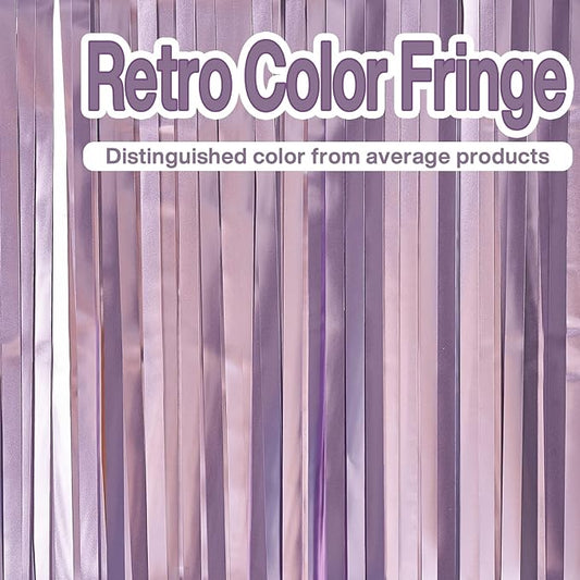 ParyWoo Light Purple Streamers 2pcs Tinsel Backdrop 8.2FT Metallic Lavender Foil Fringe Streamer Curtains Photo Booth Backdrop for Halloween Baby Shower Bachelorette Wedding Party Decorations