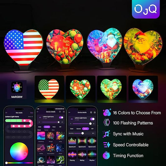 OJQ Light Up Letters LED Letter - Bedroom Lighted Colorful Alphabet Letter Music Sync Color Change - Christmas Birthday Gifts for Girl - Teen Girls Room Decor Gifts Party Home Wall Bedroom Decor