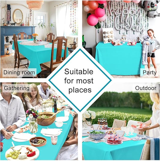 Hiasan Solid Rectangle Tablecloth Aqua - Waterproof Washable Oblong Fabric Table Cloth for Dining Room Kitchen and Outdoor Use, 70 x 108 Inch