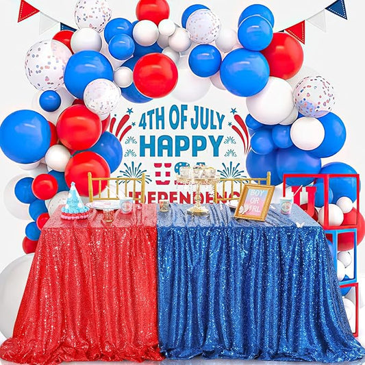 QueenDream Sequin Tablecloth Royal Blue Party Decorations: 60x102 Inch Glitter Table Cloth for Wedding Graduations Anniversaries Banquets