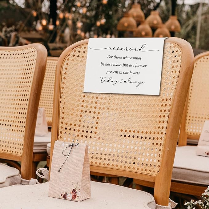 In Loving Memory Wedding Sign, Reserved Memorial Signs Pew Cloths Seating Placeholder for Chairs, Wedding Decorations for Reception Celebrations Event (today & always, 1 Pc)