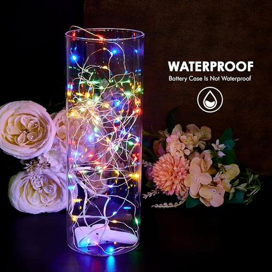 12 Pack Fairy Lights Battery Operated String Lights,7FT 20LED Waterproof Silver Wire Christmas Lights Outdoor,Firefly Mini Lights for Bedroom Party Birthday Wedding Home Decor