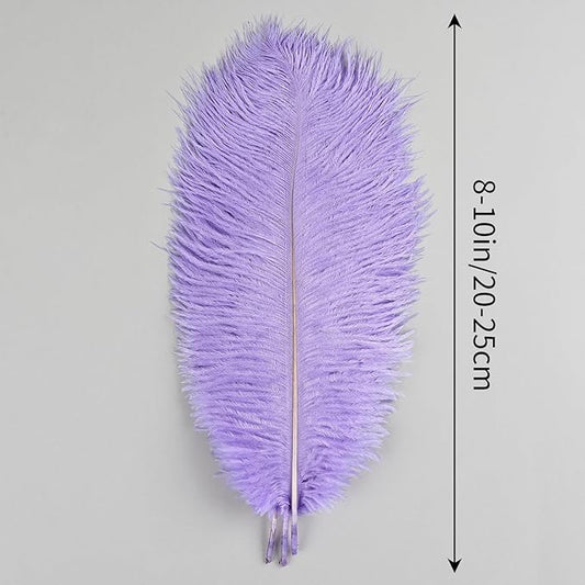 THARAHT Lavender Ostrich Feathers 12pcs Natural Bulk 8-10Inch 20cm-25cm for Crafts Wedding Party Centerpieces Flower Arrangement Easter Gatsbi and Home Decoration Feather