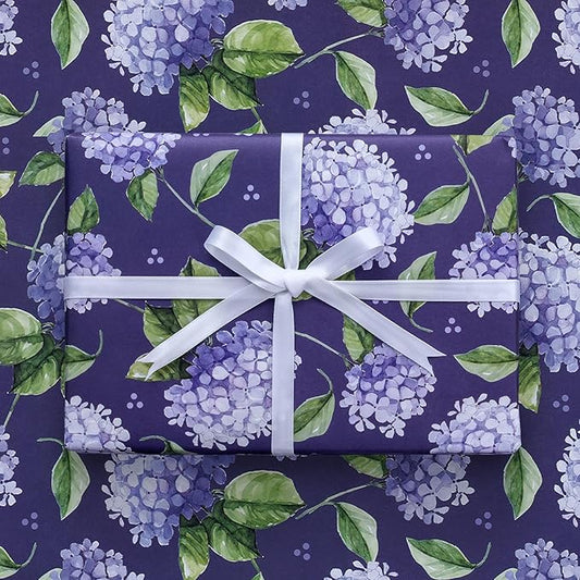 RUSPEPA Floral Wrapping Paper Roll for Women, Mini Roll, Elegant Hydrangea Flower Design Kraft Gift Wrap Paper Perfect for Birthday, Spring, Wedding, Bridal Shower, Mother's Day, 17 Inch x 16.4 Feet