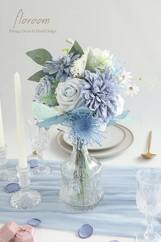 Floroom 300pcs Rose Petals Dusty Blue Faux Silk Flower Petals for Wedding Flower Girl Basket Aisle Scatter Dinner Table Centerpieces Party Confetti Bridal Shower Romantic Night Decoration
