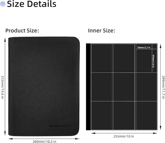 9 Pockets Premium Card Binder 360 Cards Trading Card Binders Zip Card Storage Display Album(9 Pocket 360 Card Slot,Black)