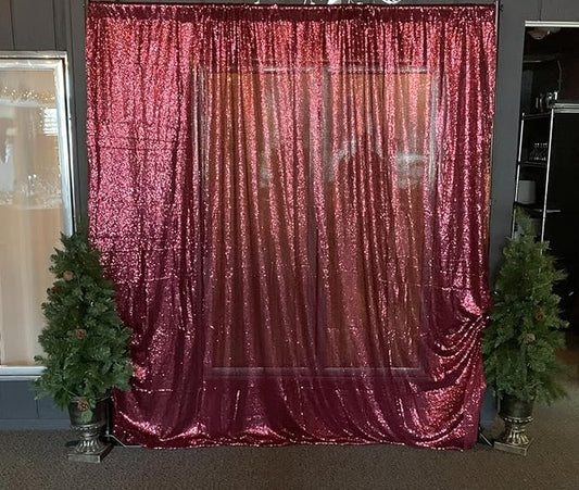 ShinyBeauty Burgundy Sequin Sparkling Backdrop 10x10FT | Photographic Glitter Fabric Backdrop for Wedding Birthday Baby Shower,Party Decor