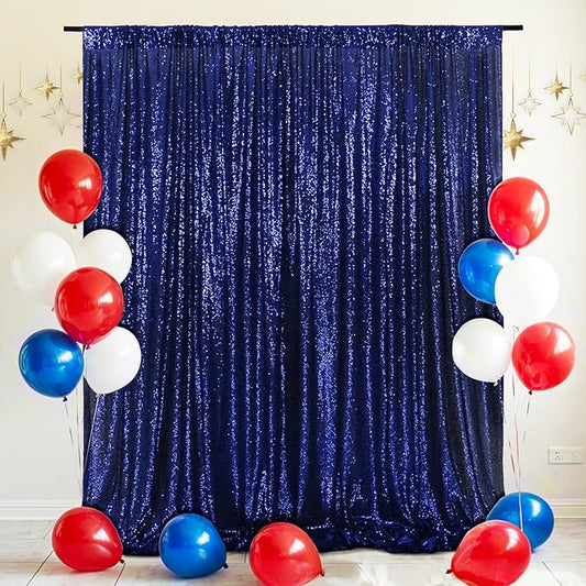 Eternal Beauty Navy Blue Sequin Backdrop, 20x10 Ft Glitter Background Curtains for Shimmer Photography Party Wedding Birthday Independence Day Back Drop Decor