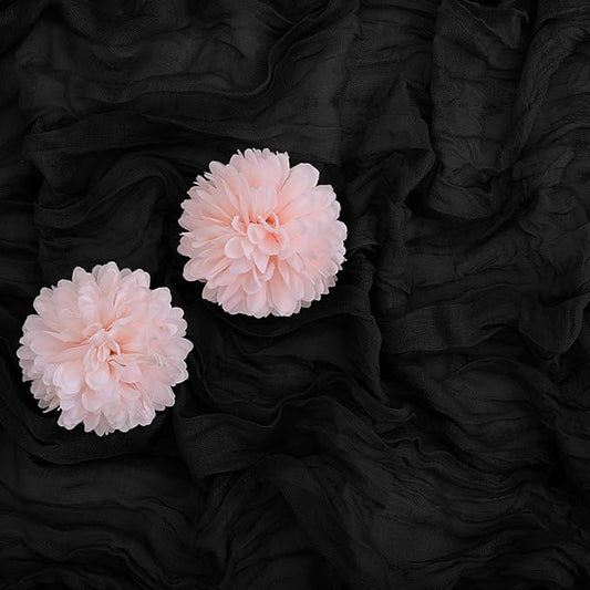 Aktor 12 Pack Black Table Runner Boho Cheesecloth Table Runner Semi Sheer Gauze Fabric Runners for Wedding Birthday Baby Shower Party Boho Table Decoration(Black)