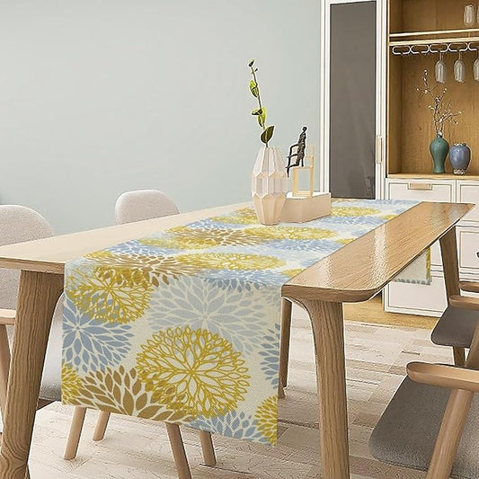 Flowers Table Runner,Spring Summer Floral Pattern Seasonal Farmhouse Kitchen Dining Table Home Party Decoration 13x108 Inch