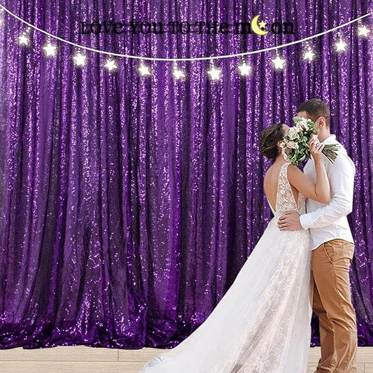ShinyBeauty Purple Sequin Backdrop 20X10FT Glitter Fabric Drapery Photo Backdrops Sequins Backdrop Curtain Shimmer Wall Background for Party,Studio,Wedding Dedor
