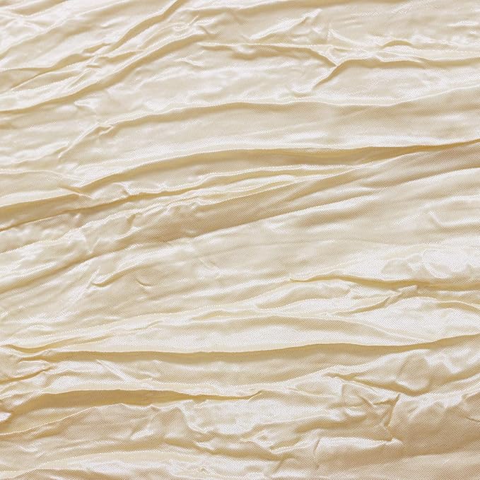 YOUR CHAIR COVERS - 60 x 102 inch Rectangular Crinkle Taffeta Tablecloth - Champagne, Rectangle Table Linens for 6 ft Rectangular Tables, Wedding Crushed Table Cloth