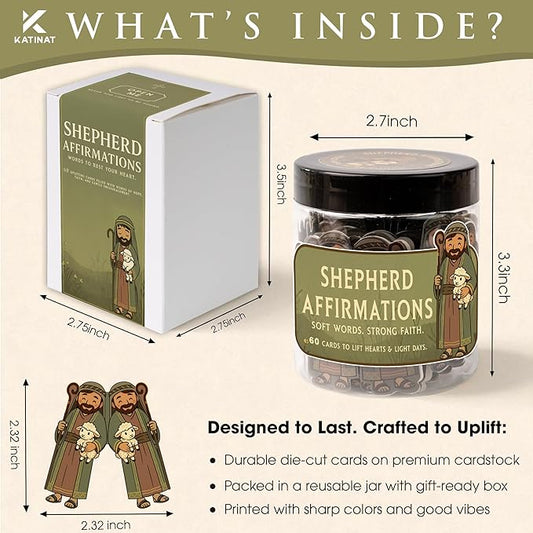 Shepherd Affirmations Jar- Faith & Encouragement Notes, Christian Gifts for Men & Women, Pastor Appreciation Gifts for Men, Pastor Wife Appreciation Gift, Christmas Gift