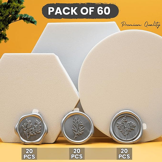 Wax Seal Stickers (60 Pcs, 3 Designs in 1 Pack) Premium Envelope Seal Stickers for Wedding Invitation Envelopes, Adhesive Wax Seals, Perfect for Seating Chart, Gift Wrapping