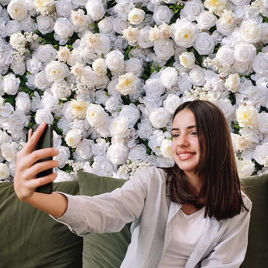 Artificial Luxury Flower Wall Panels, Gorgeous 3D Silk Floral Backdrop for Wedding, Baby Show, Party and Home Decor, Quick Assembly/Storage, Eco & Pet Friendly, 2 pcs, Each Panel 2 * 8 ft.