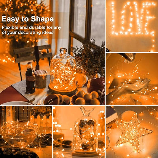 kolpop 30 Pack LED Fairy Lights Battery Operated, 7FT 20 LED Mini Twinkle String Lights Battery Powered Waterproof for Christmas Halloween Mason Jars Party (Orang)