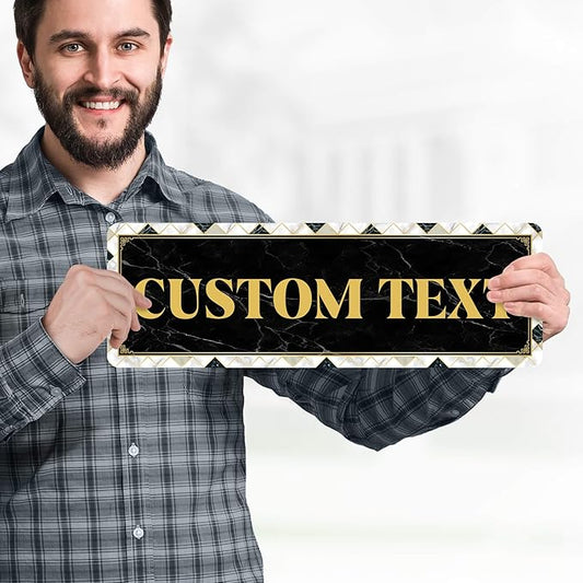 Custom Sign, Custom Street Sign, 11 Font Colors, 13 Font Styles, 4 Hole Options, 22 Sizes, 6x18 Inches, Rust Free DiBound, Fade Resistant, Made in USA by My Sign Center (Marble Tile)