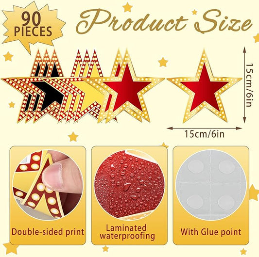 Geosar 90 pcs Movie Star Cardboard Red Carpet Awards Night Cutouts Confetti Cutouts for Bulletin Board Movie Party Decoration Supply Wall (6 Inch)