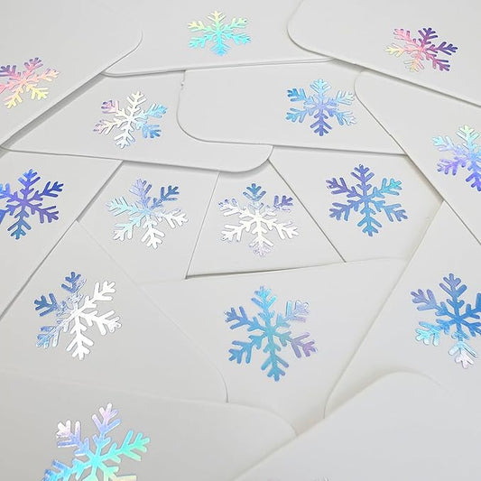100Pcs Blank Gift Tags with String Iridescent Foil Snowflake Large Gift Tags White Paper with 65 Ft Jute Twine Cute Tags for Christmas Xmas Holiday Winter Wonderland Gift Wrap Tags