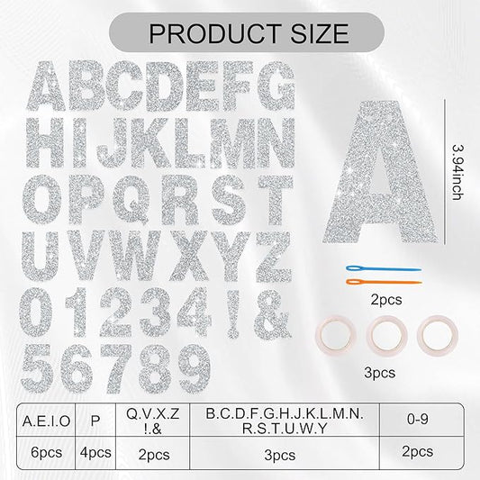 BEISHIDA 116 PCS A-Z Glitter Silver DIY Letter Banner Kit Make Your Own Banner,Including 111 Letters and Numbers 3 Rope and 2 Threading Device,Customized for Birthday Graduation Wedding Party Decor