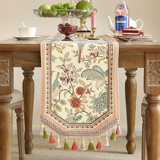Velvet French Table Runner Farmhouse for Home Kitchen Dining Decor Parties Family Dinners Wedding 12"*118"