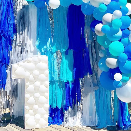 PartyWoo Crepe Paper Streamers 4 Rolls 328ft, Pack of Light Blue Crepe Paper for Party, Wedding, Birthday & Baby Shower Decorations (1.8 Inch x 82 Ft/Roll)