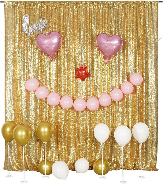 Poise3EHome 8FT x 10FT Sequin Photography Backdrop Curtain for Party Decoration, Golden