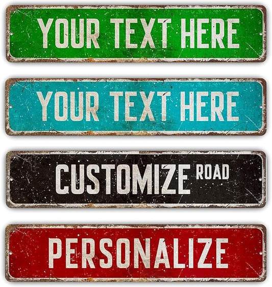 Custom Signs Outdoor Metal, Personalized Street Sign for Home Bar Wall Decor, 6x24 Inches, Indoor/Outdoor Use, Rust-Free Aluminum