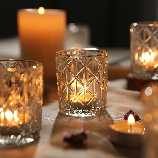 36 Pack Votive Candle Holders for Table Centerpieces, Clear Glass DIY Wax Filling Romance Tealight Candle Holders for Wedding Decor, Gift, Home Decoration(Clear,36)