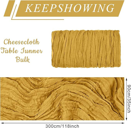 2 Pack Cheesecloth Table Runner 10Ft Christmas Gauze Boho Table Runners for Wedding Decor Bridal Shower Decorations Baby Shower Party(35" x 120")