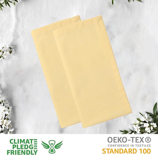 Urban Villa Fall Cloth Napkins 100% Cotton Slub Absorbent Dinner Napkins (Set of 12) Oversized 20x20 Inches Solid Yellow Color Soft Durable Reusable Washable Ideal for Everyday Use Wedding Parties