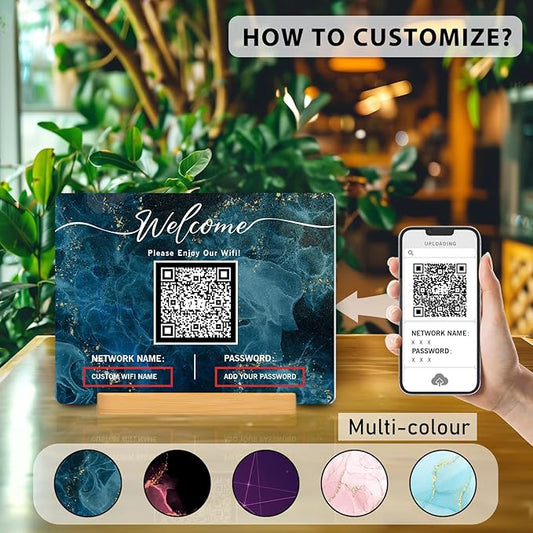 Personalized Custom Metal QR Code Sign Venmo Cashapp Scan to Pay with Stand Instagram Facebook Social Media QR Signs Bar Code QR Plaque Print for Business Salon Beauty Store Restaurant Wifi Sign (W5)
