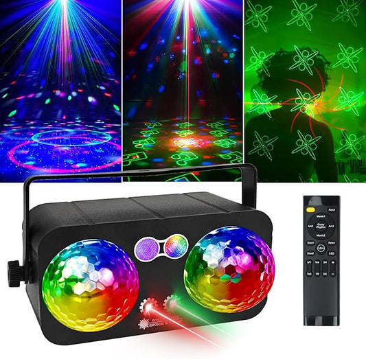 6 in 1 Party Lights Disco Ball Light Dj Disco Lights LED Stage Strobe Lights Projector Sound Activated with Remote for Dance Parties,Parties Club Bar Holiday Christmas Gift Birthday Wedding Karaoke