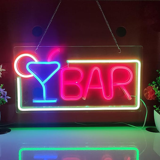 JYWJ BAR Neon Sign,USB Interface With Switch,Decorations For Bedroom,Bars,Commercial Venues,And Various Holiday Parties BAR Neon Light (Red+Green)