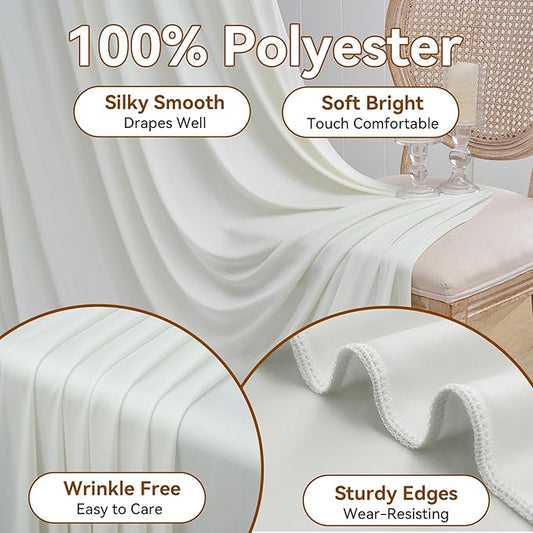 40×12ft Wrinkle Free Ivory Backdrop Curtain for Wedding Parties, 8 Panels 5×12ft Long Soft Silky Polyester Backdrop Drapes Cream Photo Back Drop Curtains for Party Photography Background Cloth