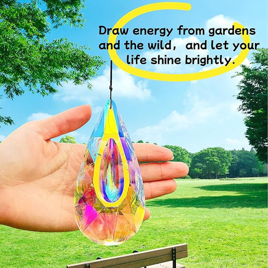2 Pack Hanging Droplet Shape Chandelier Crystal Prisms(4.6‘’*2.1‘’) - Suncatcher Pendants for Windows, Chandelier Parts, Rainbow Maker - Create Colorful Light Reflections for Home, Garden, Christmas