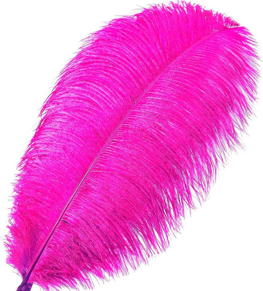 Fuchsia Large Ostrich Feathers Bulk- 16-18 inches 10pcs for Wedding Party Centerpieces,Flower Arrangement and Home Decorations (Fuchsia)