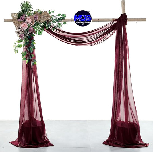MDS Halloween Chiffon Draping Fabric - 1 Panel, 30" Wide x 100ft Long - Sheer Spooky Arbor & Canopy Drapery for Haunted House Backdrops, Party Ceilings, DIY Costumes & Themed Events - Burgundy