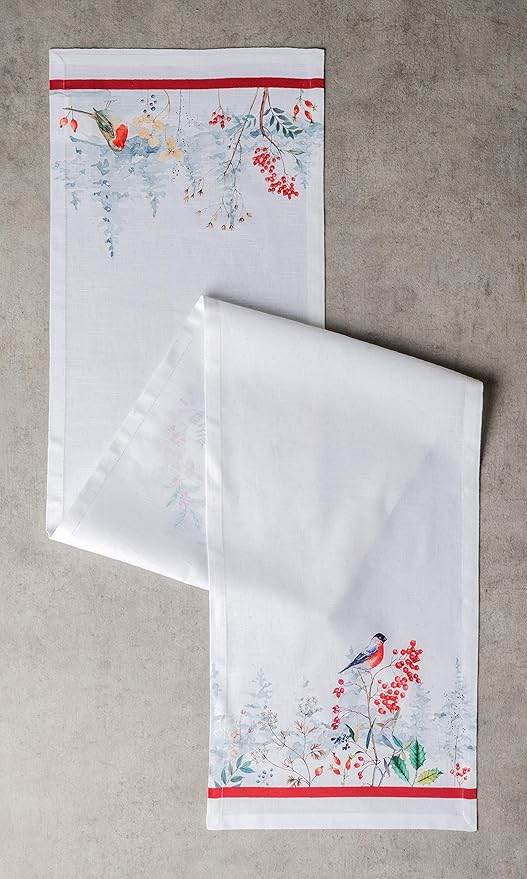 Maison d' Hermine Table Runner 100% Cotton Single Layer Table Runners 90 inches Long Decorative for Home Kitchen Dining Party Baby Shower Wedding Bridal Shower (Morzine, 14.50" x 90")