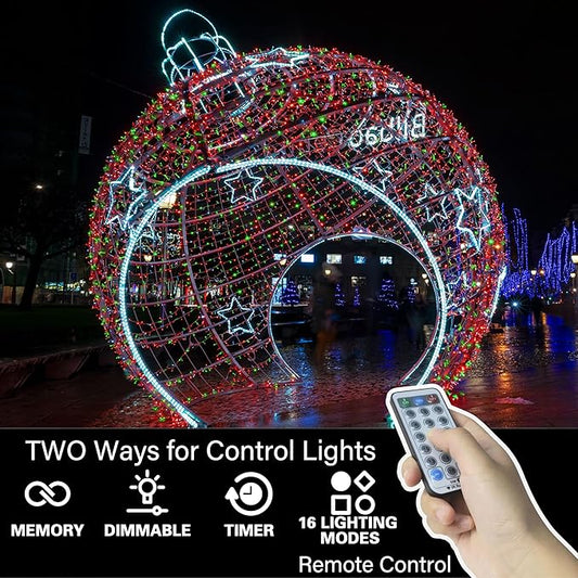 LAMPHOME 33ft Christmas Decorative Mini Lights, 100 LED Transparent Wire Fairy Starry String Lights Plug in, 16 Lighting Modes, for Indoor Outdoor Xmas Tree Wedding Party Decoration (Red+Green)