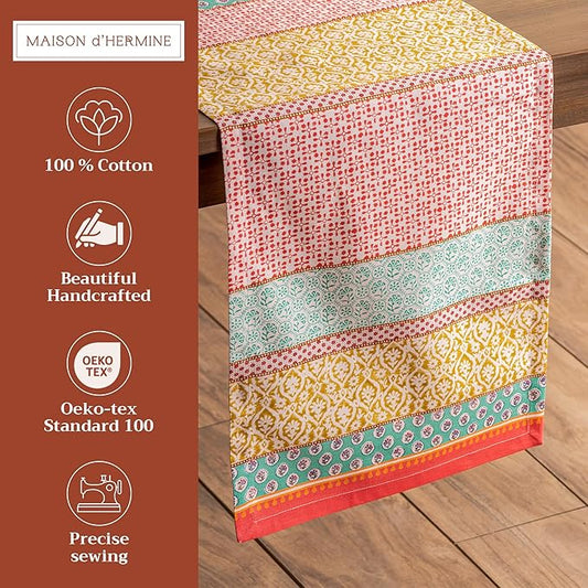 Maison d' Hermine Table Runner 100% Cotton Single Layer Table Runners 72 inches Long Decorative for Home Kitchen Dining Party Baby Shower Wedding Bridal Shower Spring Summer (Provence, 14.50" x 72")