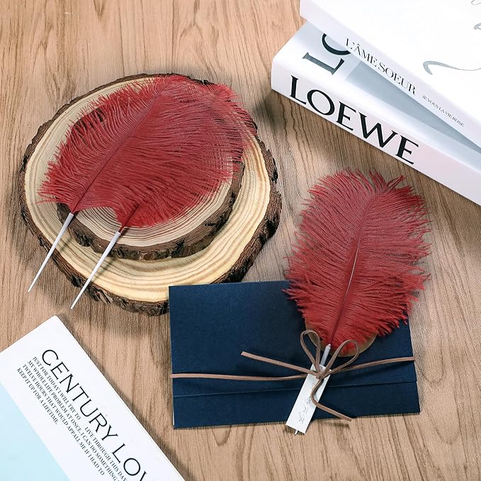 SOGUGOM Red Crafts Ostrich Feathers - 30PCS 6-8 inch Ostrich Feathers Kit for Centerpieces, Kindergarten Crafts, Dream Catchers and DIY Projects(Wine Red)