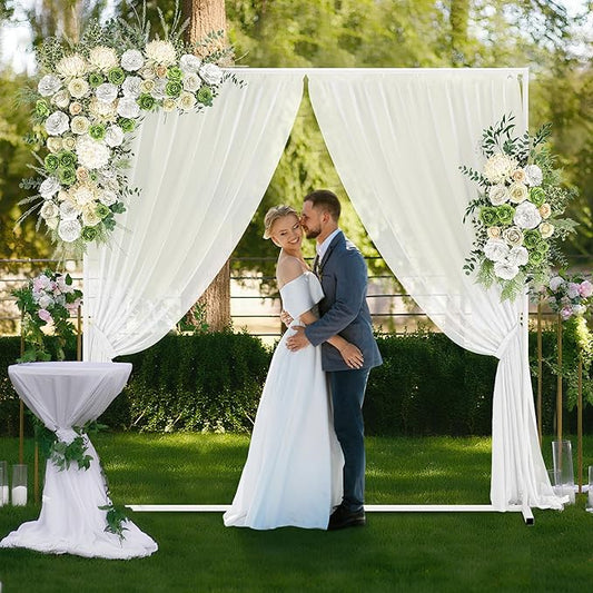 Walensee 7.9FTx6.6FT White Wedding Arch Backdrop Stand, Adjustable Square Metal Arch Frame for Ceremony Party Birthday Baby Shower Bridal AnniversaryGarden Balloon Photo Decoration