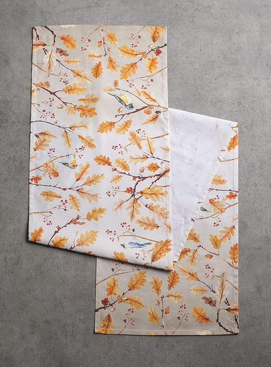 Maison d' Hermine Table Runner 100% Cotton Single Layer Table Runners 36 inches Long for Thanksgiving Christmas Decorations Home Kitchen Dining Party Wedding (Oak Leaves, 14.5" x 36")