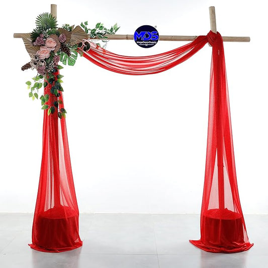 MDS Halloween Chiffon Draping Fabric - 1 Panel, 30" Wide x 20ft Long - Sheer Spooky Arbor & Canopy Drapery for Haunted House Backdrops, Party Ceilings, DIY Costumes & Themed Events - Red