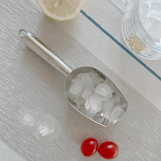 Metal Ice Scoop 8 Oz, Small Stainless Steel Ice scooper for Ice Maker Ice Bucket Kitchen Freezer Bar Party Wedding, Multipurpose for Coffee Bean,Flour Scoop,Dog Food Scoop (8 OZ-Silver)