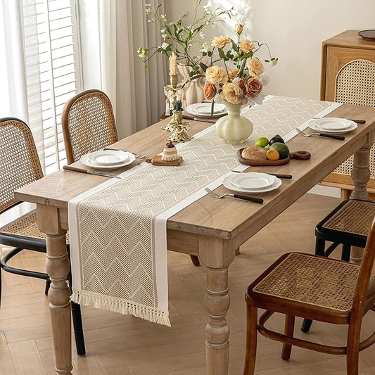 Table Runners 107 Inches,Waterproof Boho Table Runner with Tassel Fringe,Table Runner for Party Coffee Table