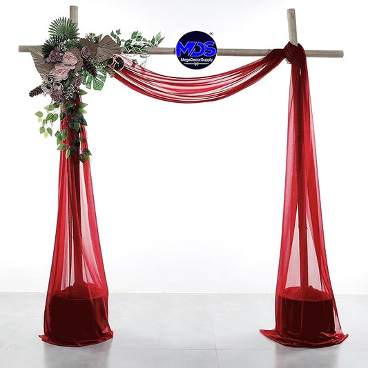 MDS Halloween Chiffon Draping Fabric - 2 Panel, 30" Wide x 40ft Long - Sheer Spooky Arbor & Canopy Drapery for Haunted House Backdrops, Party Ceilings, DIY Costumes & Themed Events - Apple Red