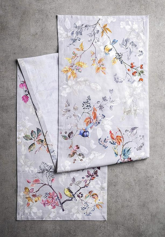 Maison d' Hermine Table Runner 100% Cotton Single Layer Table Runners 36 inches Long for Thanksgiving Christmas Decorations Home Kitchen Dining Party Wedding (Equinoxe - Grey, 14.5" x 36")